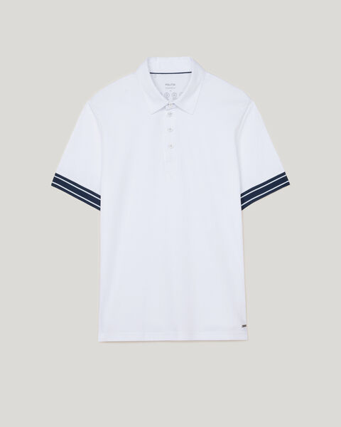 Stripe Travel Polo, White, hi-res